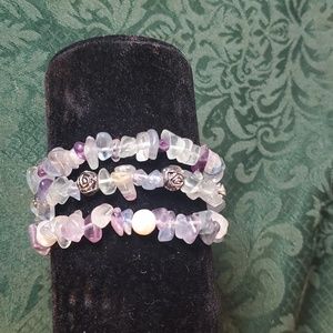 Lot of 3 Stone/pearl Bracelets HANDCRAFTED